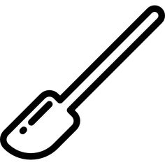 a black and white line drawing of a spatula with a long handle on it