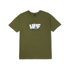 APLAZE | Huf Men's The Drop Short Sleeve T-Shirt Olive TS01960 OLV Huf Clothing, Art Baju, Graphic Tess, Tshirt Aesthetic, Olive Style, Spring 23, Printed Artwork, The Drop, Woven Label