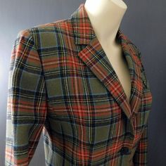 "Vintage 70s Pendleton wool tartan/plaid 2-piece skirt suit, skirt, and jacket size 6.  A classic no matter the age! This sweet Pendleton suit is a keeper! Soft wool with a plaid pattern with olive green, brick red, black, light blue, yellow, and white. The jacket is somewhat fitted with a button front and two patch pockets. The matching skirt is pleated with a fitted hip and a back or side zipper. Perfect condition with no issues. The tag reads size 6 but please refer to the measurements below. Fitted Plaid Tweed Wool Jacket, Classic Fitted Plaid Tweed Jacket, Classic Single Breasted Skirt Suit For Fall, Fitted Plaid Tweed Jacket With Notch Lapel, Plaid Single-breasted Tweed Jacket, Fitted Plaid Tweed Jacket Single Breasted, Classic Tailored Skirt Suit For Fall, Wool Skirt Suit For Fall, Retro Tailored Fall Skirt Suit