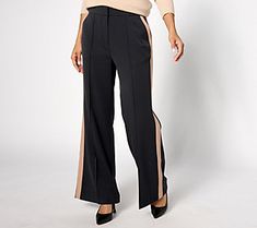 Studio Park x Kerstin Lindquist Regular Wide Leg Trouser - QVC.com Trendy Formal Wide Leg Pants For Fall, Trendy Wide Leg Pants For Fall Formal Events, Trendy Wide Leg Pants For Fall Formal Occasions, Chic Relaxed Fit Wide Leg Pants For Winter, Chic Wide Leg Pants For Business Casual In Winter, Trendy Formal Winter Bottoms, Chic Wide Leg Pants For Winter, Trousers Women Wide Leg, Floral Trousers