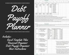 the debt payoff planner is shown in black and white