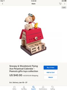 the snoopy and woddack flying calendar is on sale