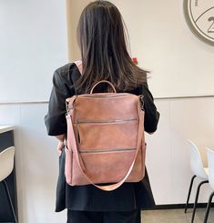 This bag is a backpack, can also be used as a shoulder bag, soft surface design, you can carry it when you go out to play, you can also carry it on a date, whenever you need to pack something can take it. product description Material: PU Color: pink, blue, black, brown Style: Vintage Size: Length 32cm Width 12cm Height 35cm Weight: about 600g If you have any questions, please contact me in time! Thank you~ Large Capacity Leather School Backpack, Large Capacity Leather Shoulder Backpack For School, Versatile Satchel Backpack For Back To School, Large Capacity Leather Softback Backpack For School, Large Capacity Tote Backpack For Back To School, Back To School Leather Shoulder Backpack, Large Capacity Back-to-school Backpack, Daily Use Softback Backpack, School Shoulder Bag With Zipper Closure