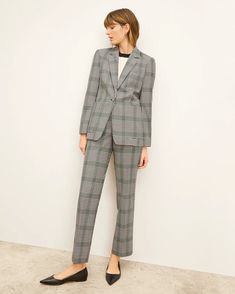 Smith Pant - Check Plaid Sharkskin :: Multi – M.M.LaFleur Slim Fit Office Pants For Fall, Fall Slim Fit Office Pants, Classic Fall Pantsuit With Ankle-length Pants, Classic Ankle-length Fall Pantsuit, Fitted Fall Suit Trousers, Classic Fall Ankle-length Pantsuit, Chic Full-length Fall Suits, Chic Full Length Suits For Fall, Chic Full Length Fall Suits