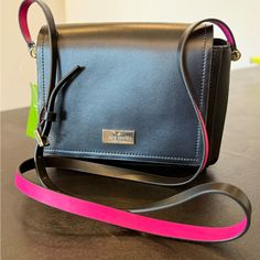 Never Used! Inner Hanging Flap Pocket Magnetic Snap Front Closure 100% Leather Approximate Size: 8.5" 6.5" X 3" Crossbody Strap Is Extendable To Approx 55" Long Kate Spade Bag, Flap Pocket, Leather Crossbody, Pink Color, Kate Spade, Black Pink, Bag Lady, Pink, Women Shopping