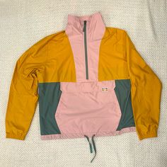 Outdoor Research Women’s Swiftbreaker Small, Color: Sienna/Caramel/Balsam. New, Never Worn. Casual Pink Patchwork Windbreaker, Retro Yellow Windbreaker For Spring, Yellow Windbreaker With Pockets For Fall, Fall Yellow Windbreaker With Pockets, Retro Yellow Windbreaker For Fall, Casual Mustard Outerwear For Outdoor, Yellow Spring Windbreaker For Outdoor Activities, Casual Yellow Windbreaker For Outdoor Activities, Retro Yellow Outerwear With Pockets