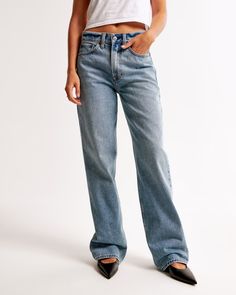 Women's Mid Rise Slouchy Jean | Women's Bottoms | Abercrombie.com Abercrombie (women), Slouchy Jeans, Abercrombie Jeans, Women's Bottoms, Man Up, Athletic Fits, Jacket Tops, Abercrombie Fitch, Medium Size