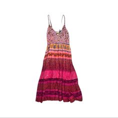 Brand New, Never Worn, Perfect Condition. Bohemian Midi Dress With Vibrant Print For Party, Pink V-neck Maxi Dress With Vibrant Print, Pink V-neck Sundress Maxi Dress, Pink Maxi Dress With Vibrant Print For Beach, Multicolor Boho Midi Dress For Festival, Multicolor Long Hippie Dress, Multicolor Midi Boho Dress For Beach, Multicolor Midi Boho Dress For Festival, Pink Sundress Maxi Dress For Beach