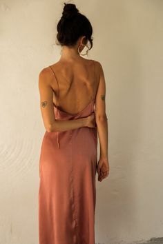 Low Back Slip Dress, Low Back Dress Casual, Orange Silk Dress, Short Slip Dress, Backless Slip Dress, True Autumn, Lifestyle Board, Black Bedroom, Straight Back