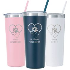 PRICES MAY VARY. SHIPS FAST - We will ship your item within two(2) business days of receiving your order. PERSONALIZED - Each tumbler is a unique creation made just for you. QUALITY LASER ENGRAVING - Your design and personalized text will be permanently laser engraved on your tumbler, so it will last for years. Tumblers are dishwasher safe. INSULATED - These stainless steel tumblers are vacuum insulated and keep your drinks hot or cold for hours. Fits in your cup holder. Each tumbler is personal Vet Tech Gifts, Vet Assistant, Glass Theme, Gifts For Veterinarians, Laser Engraving Machine, Vet Tech, Personalized Tumblers, Tech Gifts, Tumblers With Lids