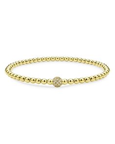 Lagos 18K Yellow Gold Caviar Diamond Pave Ball Stretch Bracelet Stretch Bracelet, Pave Diamonds, Stretch Bracelets, Gold Bracelet, Jewelry Accessories, Pick Up, Buy Online, In Store, Yellow Gold