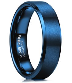 men's wedding band with blue ceramic inlay and an inscription on the side