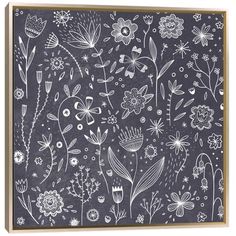 flowers and plants drawn on a chalkboard