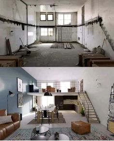 before and after photos of an abandoned apartment