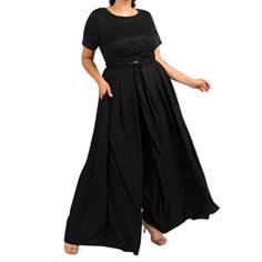 Black Long Bell Bottom 2 Piece Set, Black Jumpsuit set women formal, Woman Luxurious Party Outfit, Comfy & Flowy Vintage Style-Palazzo Pants 💕Prepare to make a statement with this plus size flowy and comfortable two-piece wide leg pant set, perfect for a night out, date night, or a festival!  With this versatile ensemble, you'll feel confident and stylish, turning heads wherever you go. The comfortable and flowy design of the two-piece set ensures that you can enjoy a full day of activities wit Black Two-piece Set Bottoms For Party, Elegant Two-piece Pant Set For Party, Black Fitted Maxi Length Sets, Black Fitted Maxi Sets, Black Two-piece Evening Set, Chic Solid Color Pant Set For Party, Elegant Wide Leg Two-piece Pant Set, Elegant Two-piece Wide Leg Pant Set, Black Matching Set For Party