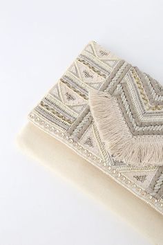 Monica Clutch Purse – The Nod Boutique Chic Beige Embellished Clutch, Chic Beaded Beige Clutch, Bohemian Fringe Clutch For Summer, Bohemian Rectangular Clutch With Fringe, Bohemian Fringe Rectangular Clutch, Bohemian Rectangular Fringe Clutch, Woven Clutch, Side Wall, Wall Pockets