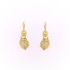 "\"9k Gold earrings with two pieces in portuguese filigree. This is a Traditional Queen Earrings.  These earrings have a small size. The closing is made with a hook, so it stays pendant to your ear.  All our Earrings and other accessories are handmade in Portugal.  Search for us and for portuguese filigree and you will discover an ancient art of handcraft that as passed for generations.  All products are unique because they are handmade in certified 9k Gold. See all our collection of bracelets, earrings, rings and necklaces in gold and portuguese filigree.\"" Portuguese Filigree Jewelry, Ornate 14k Gold Earrings, Victorian 14k Gold Filigree Earrings, 14k Gold Victorian Filigree Earrings, Ornate Filigree Earrings For Anniversary, Classic 14k Gold Filigree Earrings, 14k Yellow Gold Earrings With Intricate Design, Ornate 14k Gold Filigree Earrings, Ornate 14k Yellow Gold Earrings