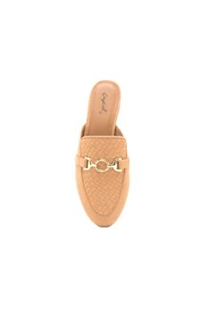 Tailored with bright bit ornaments, this toffee suede weaved mules are simple to slip on and hard to resist. This loafer features a woven design and squared toe with a half-inch heel. Cushioned insole Nonskid rubber sole Man-made materials Runs true to size Imported Please take a moment to review our Returns Policy before making a purchase. Woven Mules, Metal Slide, Loafer Mules, Woven Design, Slide In, Mule Flat, Metallic Accents, Toffee, Mule Shoe