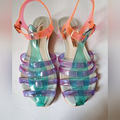 Sophia Webster Violetta Jelly Sandals Size 38 Euc. Please Know Size In Brand. This Shoe Runs Small. Please Ask Any Questions Prior To Purchase. Thank You! Sophia Webster Shoes, Sophia Webster, Jelly Sandals, Shoe Obsession, Orange And Purple, Color Orange, Women's Shoes Sandals, Jelly, Shoes Sandals