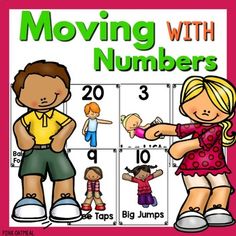 a poster with the words moving with numbers on it and two children standing next to each other