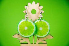 Lime Slice Earrings Polymer Clay Epoxy Citrus Green Fruit Jewelry Unusual Bright Best Friend Gift Da Citrus Slice, Lime Slice, Girlfriend Christmas, Fruit Jewelry, Earrings Polymer, Green Fruit, Christmas Gifts For Girlfriend, Team Board, Earrings Polymer Clay