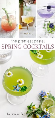 Colorful spring cocktails Pastel Cocktails, Breakfast Beverages, Easy Spring Cocktails, Spring Drink, Spring Cocktails Recipes, Winter Drink