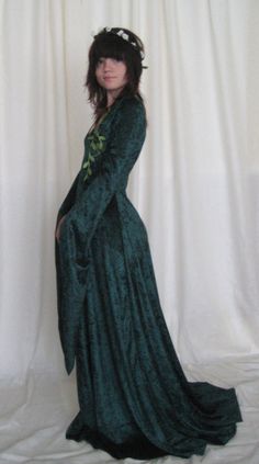 Blythe an Elvish Medieval Pre Raphaelite Gothic by frockfollies Floor-length Elven Medieval Dress For Larp, Medieval Style Floor-length Dress For Fancy Dress, Medieval Floor-length Costume Dress, Medieval Dress For Larp In Floor-length, Floor-length Medieval Dress For Fantasy Events, Medieval Floor-length Dress For Larp And Festivals, Floor-length Medieval Dress For Larp And Festivals, Floor-length Medieval Costume Dress, Elvish Dresses For Medieval Festivals