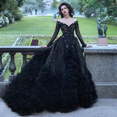 Luxury Ball Black Long Sleeves Feathers Custom Made Wedding Dress Luxury Wedding Dresses BlissGown Black 22W Black Wedding Gowns, Column Wedding Dress, Beach Wedding Dress Boho, Prom Dresses Two Piece, White Prom Dress, Classic Wedding Dress, Luxury Wedding Dress, Green Prom Dress, Short Bridesmaid Dresses