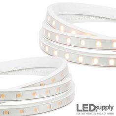 two white led strip lights with dims on each side and one light on the other