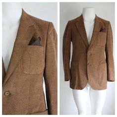 "This 1970's  jacket by Progress Brand is made of Supra Suede, a polyester and polyurethane blend resulting in a soft faux leather material. The jacket closes with two buttons and has a single vent back. The pockets and lapels are outstitched for detail. The lining is a partial yoke style. There are three outer pockets and two inner pockets. The condition is very good.   Chest: 40\" or 101.5 cm Waist: 36\" or 91.5 cm Hem: 38\" or 96.5 cm Sleeve: 25\" or 63.5 cm Between the back shoulder seams: 16.5\" or 42 cm Length: 30\" or 76 cm For a complete view of everything RalphsCloset has to offer visit   https://www.etsy.com/shop/ralphscloset/ Clothing is measured on the outside so please allow up to 2\" for optimal fit. Sleeve measurements are taken from the top of the shoulder to the end on the Brown Suede Outerwear With Patch Pockets, Business Suede Outerwear With Pockets, Suede Blazer For Business In Fall, Fall Suede Blazer For Business, Classic Fall Suede Blazer, Brown Single-button Outerwear With Flat Front, Fall Suede Blazer With Pockets, Winter Business Suede Blazer, Suede Blazer With Button Closure