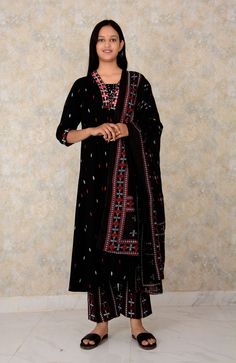 Cotton Kurti Palazzo and Dupatta Set Fabric -  Cotton Work  - Printed Size available   -  S , M , L , XL , XXL Colour Available - Black , Red Black Palazzo Set With Dupatta For Navratri, Traditional Black Cotton Set, Black Traditional Wear With Block Print, Bohemian Black Sets With Printed Motifs, Black Bohemian Sets For Navratri, Bohemian Black Sets For Navratri, Unstitched Black Block Print Traditional Wear, Black Block Print Traditional Wear For Diwali, Black Traditional Wear With Block Print For Diwali