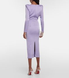 Find ALEX PERRY Satin Crêpe Minidress on Editorialist. Material: 84% acetate, 16% polyester. Care instructions: dry clean. Made in China. Designer color name: Lilac. Lining: 84% acetate, 16% polyester. Formal Fitted Silk Crepe Dress, Fitted Silk Crepe Dress For Formal Occasions, Formal Fitted Silk Crepe Midi Dress, Chic Fitted Silk Crepe Midi Dress, Evening Fitted Silk Crepe Midi Dress, Formal Long Sleeve Crepe Dresses, Designer Long Sleeve Midi Dress For Cocktail, Designer Silk Midi Dress For Cocktail, Designer Silk Midi Dress For Evening