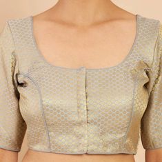 Beautiful Grey Brocade Blouse In Round Neck And Elbow Sleeves, Indian Blouse, Saree Blouse, Lehanga Blouse, Indian Blouse... Brocade Blouse Grey colour Blouse Round Neck Blouse Elbow Sleeves Blouse Front Open Blouse Fitted Short Sleeve Festive Tops, Fitted Short Sleeve Tops For Festive Occasions, Festive Fitted Short Sleeve Tops, Festive Formal Fitted Tops, Fitted Elegant Blouse Piece For Evening, Fitted Short Sleeve Blouse For Formal Occasions, Elegant Fitted Blouse Piece For Evening, Fitted Long Sleeve Blouse For Evening, Elegant Fitted Evening Blouse Piece