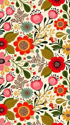 a flowery pattern with many different colors and sizes