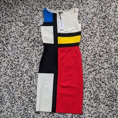 La Petite Robe By Di Chiara Boni Color Block Knee Length Designer Dress, Size Us 6 Multicolor Sheath Dress For Work, Chiara Boni, Color Block Dress, Block Dress, Designer Dress, Colorblock Dress, Black Red, Color Block, Designer Dresses