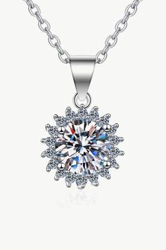 1 Carat Round Diamond Pendant Necklace Round Diamond Pendant, Ghost Mannequin, Moissanite Pendant, Sunflower Pendant, Moissanite Necklace, Diamond Jewelry Necklace, Moissanite Jewelry, Classic Jewelry, Diamond Pendant Necklace