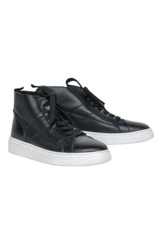 Current Boutique-Hogan - Black Leather Lace-Up High Top Sneakers w/ Faux Fur Lining Sz 8 Fall High-top Lace-up Sneakers With Textured Sole, Fall High-top Sneakers With Textured Sole And Lace-up, Trendy High-top Sneakers For Fall, Trendy Fall High-top Sneakers With Rubber Sole, Fall Streetwear High-top Sneakers With Vulcanized Sole, Fall High-top Sneakers With Vulcanized Sole For Streetwear, Modern High-top Sneakers For Fall Streetwear, Trendy Fall High-top Sneakers With Vulcanized Sole, Trendy Mid-top Fall Sneakers