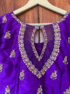 Embroidered Purple Dola Silk Blouse Piece, Diwali Purple Blouse With Intricate Embroidery, Bollywood Style Blouse Piece With Intricate Embroidery In Purple, Party Chanderi Blouse With Intricate Embroidery, Party Blouse With Intricate Embroidery On Chanderi, Purple Embroidered Art Silk Blouse Piece, Embroidered Art Silk Purple Blouse Piece, Embroidered Purple Art Silk Blouse Piece, Purple Anarkali Blouse Piece With Embroidery