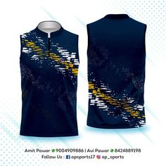 the front and back of a men's sleeveless shirt with an abstract design