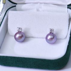 9-10mm Purple Freshwater Pearl & Sasha Earrings Freshwater pearls shimmer with very light overtones and classic purple body color seamlessly forming a single row of style distinction--an elegant look that only pearls can truly offer, setting them apart from any other gemstone or fine jewelry design. Materials: AAAA Freshwater Pearls, Size9-10mm, 925 sterling silver Product Information Pearl Type Freshwater Origin China Shape Round Quality AAAA Size 9-10 mm Nacre Very Thick Color Purple Luster Hi Formal Pearl Drop Earrings, Formal Round Bead Pearl Earrings With Matching Set, Elegant Round Pearl Earrings For Anniversary, Elegant Hypoallergenic Round Pearl Earrings, Fine Jewelry Design, Pearl Types, Body Color, Fine Jewelry Designers, Body Colour