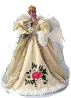 Victorian Angel Tree Topper - The Country Christmas Loft Angel Topper, Christmas Angel Decorations, Victorian Angels, Angel Christmas Tree Topper, Angel Tree Topper, Santa's Workshop, White Angel, Angel Tree, Angel Doll