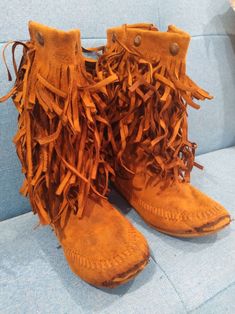 Size 13 child size, vintage reproduction real leather moccasin booties. Side zip. Man, I would've given my eye teeth for a pair of super cool moccasins like this when I was a kid!! Wear to the toes as pictured, but a lot of life left on the tread. Will give your lucky little kiddo some major street cred on the playground! Moccasin Boots, Leather Moccasins, Workout Jacket, Moccasins, Size 13, Real Leather, Side Zip, Kids Shoes, Shoe Boots