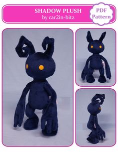 an image of a stuffed animal that looks like it has yellow eyes and black ears