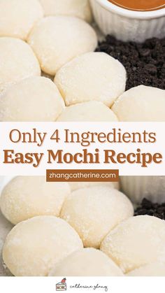 Using only 4 ingredients, create soft and bouncy easy mochi bites that pair perfectly with your favorite dip. Read full recipe at zhangcatherine.com and indulge in this chewy sweet treat!