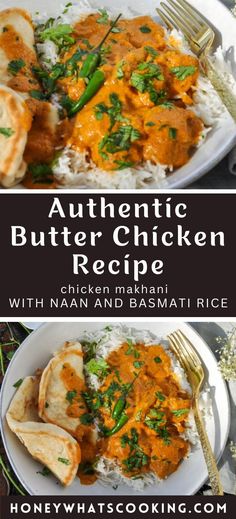 authentic butter chicken recipe with naan and basmat rice