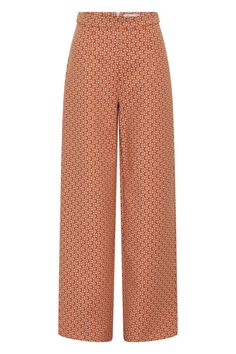 Introducing our Ivy Impressing High Waisted Wide Leg Trousers, meticulously crafted from luxurious mosaic jacquard fabric, making them a timeless staple in any wardrobe. These trousers feature an invisible back zipper and boast a flattering fit and flare silhouette for a modern yet classic look.  This piece has been responsibly made with sustainability in mind, using up-cycled dead-stock fabric to minimize environmental impact. Pair them with our matching longline tailored jacket or mini tailore Tailored Shorts, Tailored Jacket, Jacquard Fabric, Work Attire, Independent Designers Fashion, Trouser Jeans, Wide Leg Trousers, Fashion Company, Burnt Orange