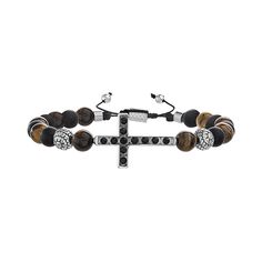 "Add a cool new element to your daily look with this stainless steel cross crystal and bead bracelet. Add a cool new element to your daily look with this stainless steel cross crystal and bead bracelet. Length: 7 3/4"" - 10 3/4"" Metal: stainless steel Finish: oxidized Additional details: crystal accents, adjustable design Packaging: boxed Please note, due to the high value of this item, a signature may be required upon delivery. Size: 7.75+3""ADJ. Gender: male. Age Group: adult." Crystal Bead Bracelet, Steel Cross, Crystal Beads Bracelet, Design Packaging, Bracelet Clasps, Mens Jewelry Bracelet, Daily Look, Bead Bracelet, Chain Bracelet