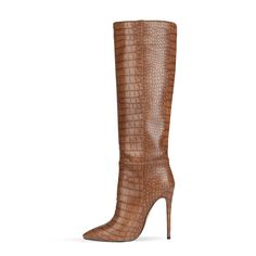 Shop Up2step Brown Sexy Woman Croc-Printed Stiletto Heel Knee High Boots color Brown for Anniversary, Party, Travel with worldwide Free shipping & Free return. Brown Knee-high Boots For Party, Party Knee-high Heeled Boots With 4-inch Heel, Chic High Heel Knee-high Boots For Party, Knee-high Heeled Boots With 4-inch Heel For Party, Brown Knee-high Boots With Round Toe For Party, Knee-high Heeled Boots For Party With 4-inch Heel, Brown Knee-high Boots For Winter Party, Fitted Brown Party Boots, Fitted Brown Boots For Party