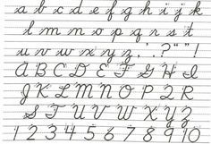 handwriting alphabets with numbers and letters written in cursive writing on lined paper