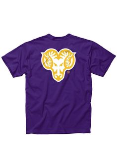 Show off your team pride in this West Chester Golden Rams Purple Rally Loud Short Sleeve T Shirt! This West Chester Short Sleeve Tee features a screen printed wordmark across the front with the team logo on the back. Make sure everyone knows you root for the Golden Rams with this Purple West Chester T Shirt. Go Rams! Classic Fit, Tubular construction, Taped neck and shoulders, Quarter-turned to eliminate center crease, Unisex, Fit: True to Size, 100% Cotton Purple Tops With Graphic Print For Sports Season, Purple Graphic Print Tops For Sports Season, Purple Tops With Team Name For Fan Gear, Purple Graphic Print Top With Team Spirit Style, Purple Fan Gear Tops With Team Name, Team-colored Sports Tops With Screen Print, Purple Crew Neck Top For Fan Gear, Purple Crew Neck Fan Gear Top, Purple Graphic Print Top For Team Spirit